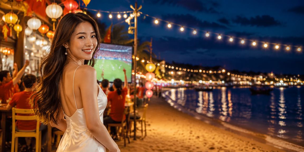 Người chơi xem cá cược bóng đá tại Hội An với đèn lồng lung linh về đêm